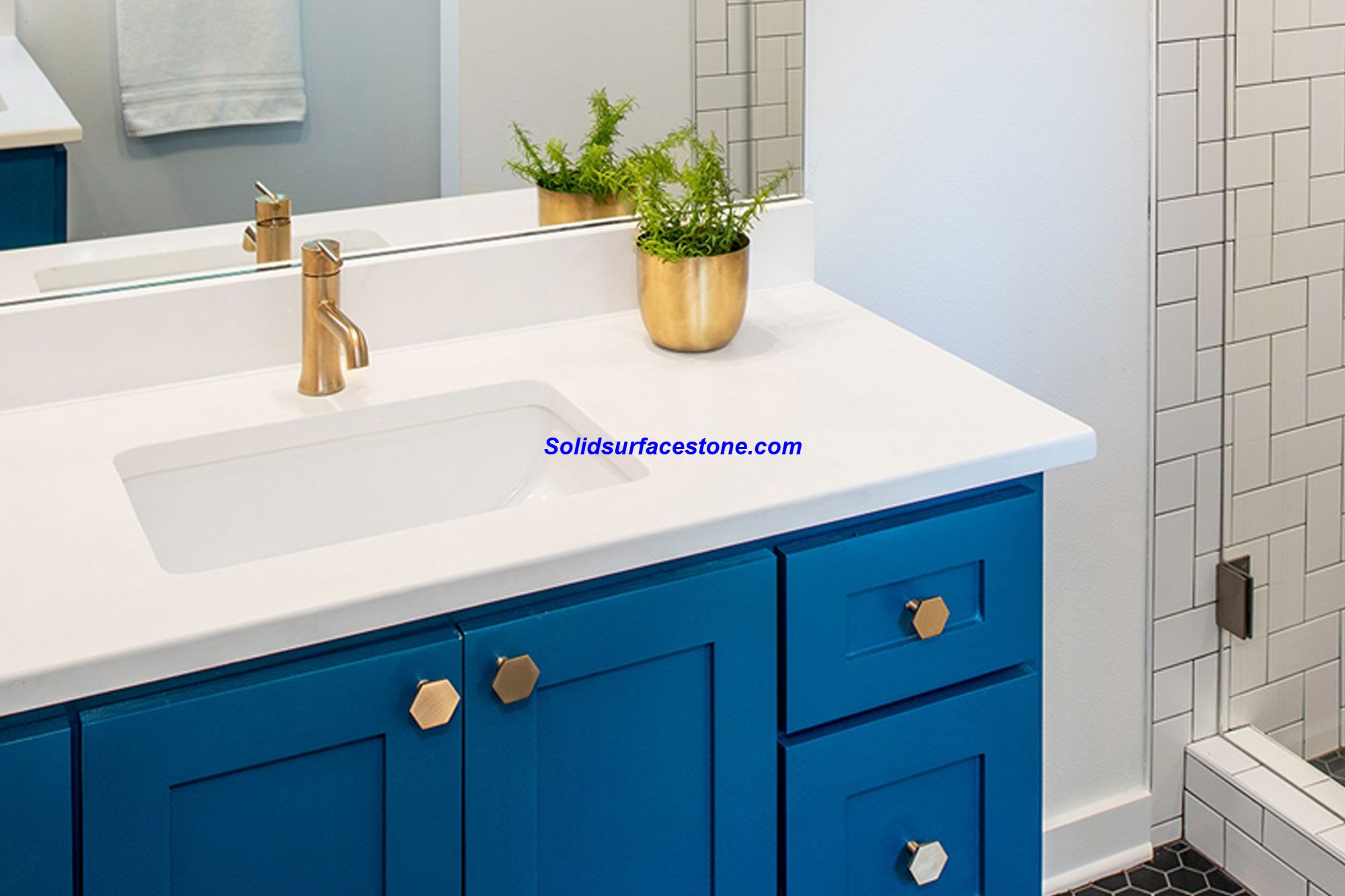 Solid surface Bathroom Vanity With Basinsink